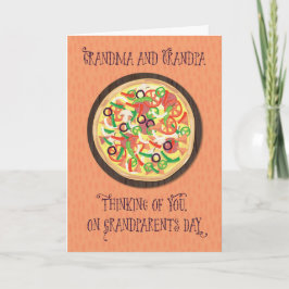 Grandma och Grandpa Tween Tonåring Pizza Grandpare Kort