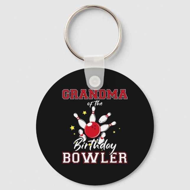 Grandma Of The Birthday Bowler Bday Bowling Celebr Nyckelring (Framsida)