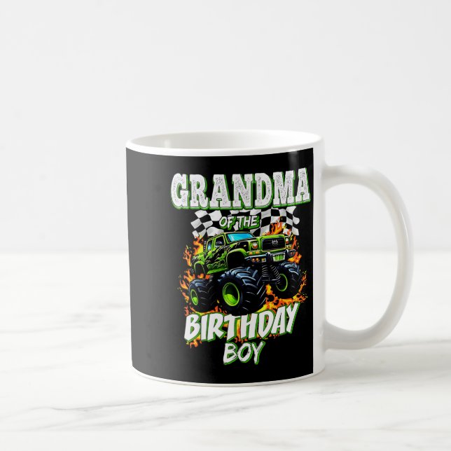 Grandma Of The Birthday Boy Monster Truck Birthday Kaffemugg (Höger)