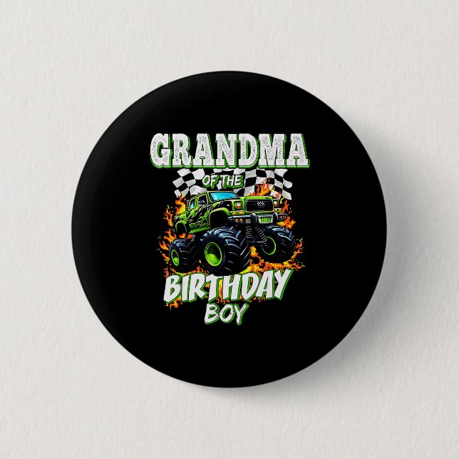 Grandma Of The Birthday Boy Monster Truck Birthday Knapp (Framsida)