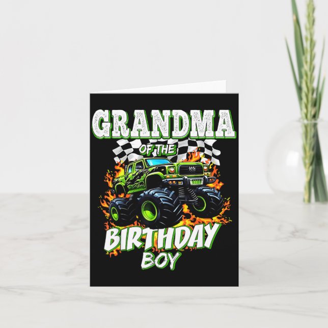 Grandma Of The Birthday Boy Monster Truck Birthday Kort (Framsida)