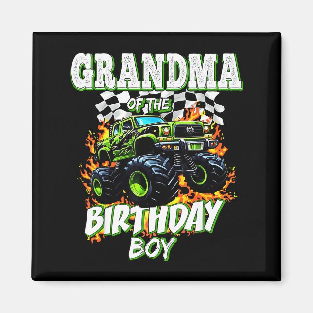 Grandma Of The Birthday Boy Monster Truck Birthday Magnet (Framsidan)