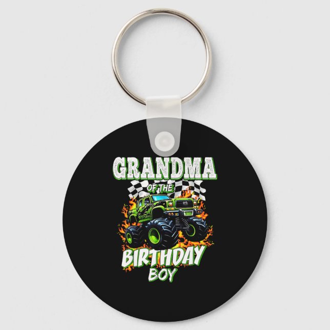Grandma Of The Birthday Boy Monster Truck Birthday Nyckelring (Framsida)