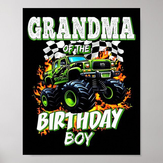 Grandma Of The Birthday Boy Monster Truck Birthday Poster (Framsidan)