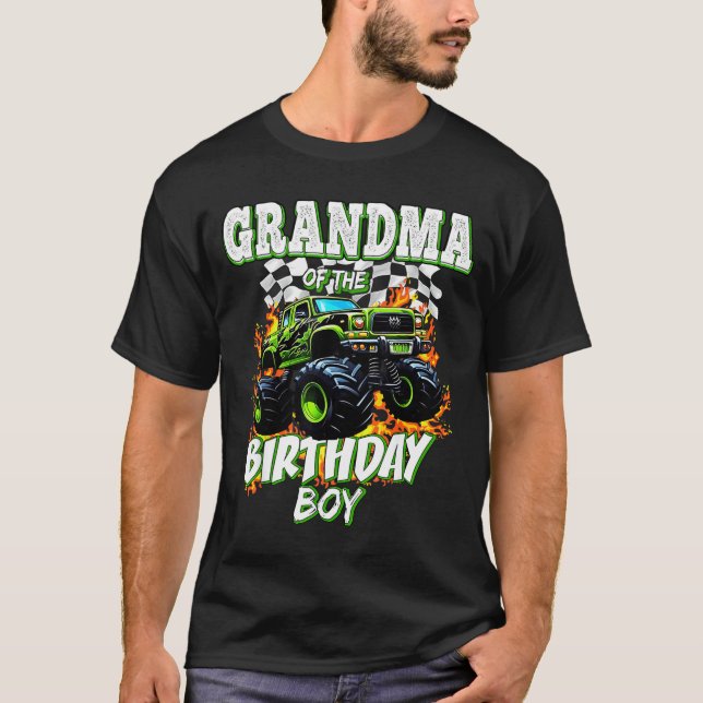 Grandma Of The Birthday Boy Monster Truck Birthday T Shirt (Framsida)