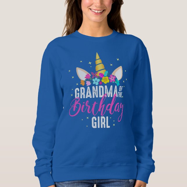 Grandma Of The Birthday Girl Grandma Gift Unicorn T Shirt (Framsida)