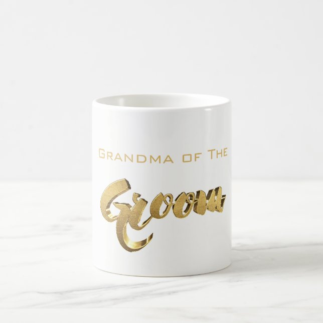 Grandma of the Groom Elegant Typography Guld Text Kaffemugg (Center)
