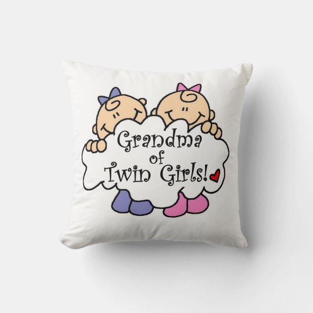Grandma of Twin Girls Gifts Kudde (Framsida)