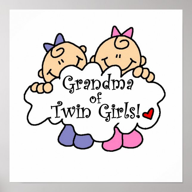 Grandma of Twin Girls Gifts Poster (Framsidan)
