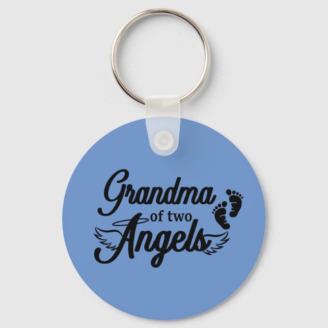 Grandma of Two Änglar Keychain Nyckelring (Framsida)