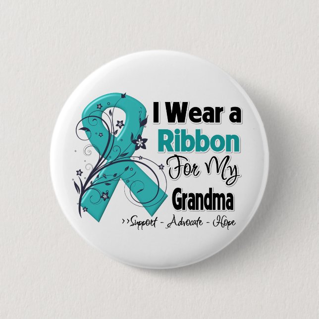 Grandma - Ovarian Cancer Ribbon Knapp (Framsida)