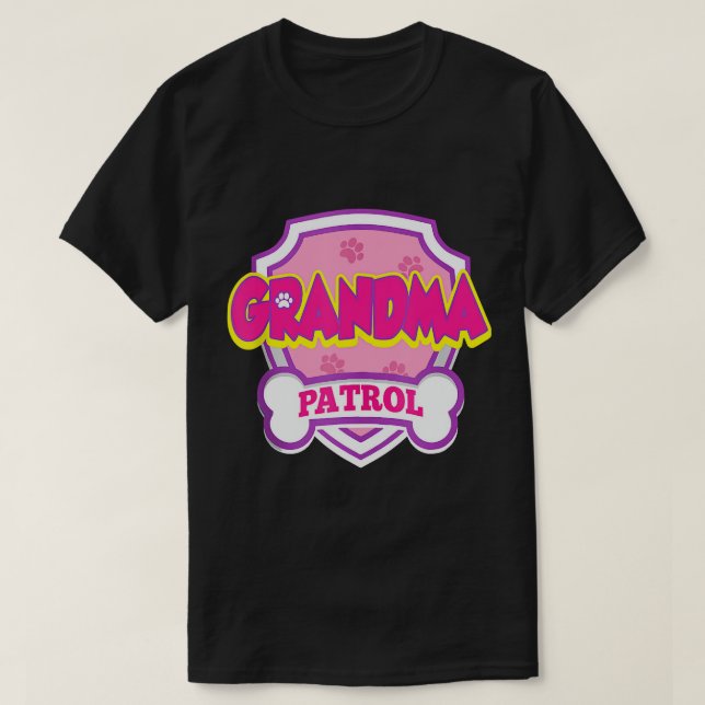 Grandma Patrol Hund Funny Gift Födelsedagsfest T-S T Shirt (Design framsida)