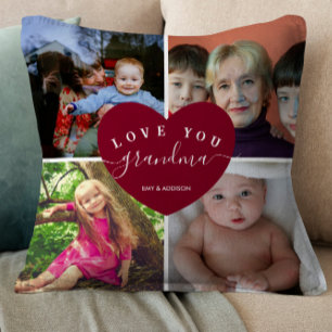 GRANDMA Personlig Photo Collage Heart-skript Kudde