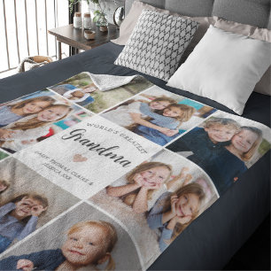 Grandma Personlig Photo Collage Modern Fleecefilt
