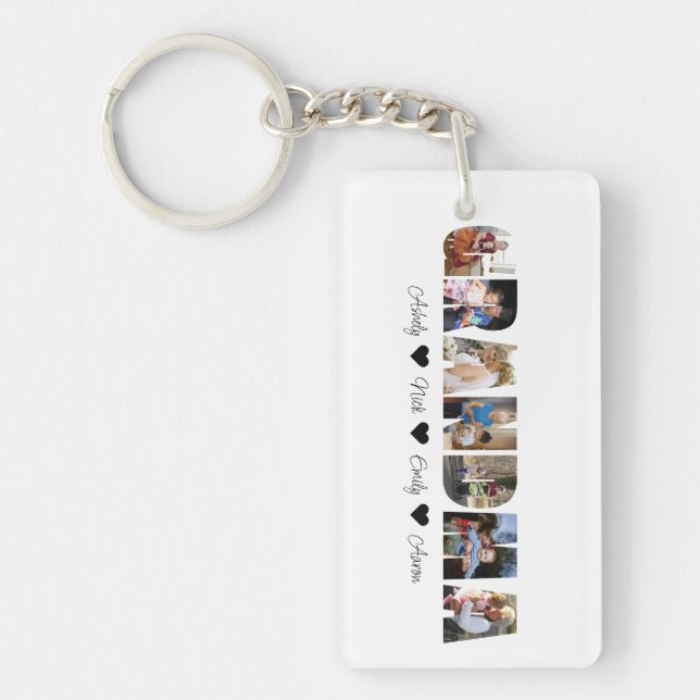 Grandma Photo Collage Acrylic Keychain 7 Foton Nyckelring (Framsidan)