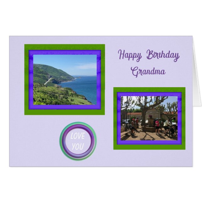 Grandma Photo Collage Birthday Card Hälsningskort (Framsidan Horizontal)