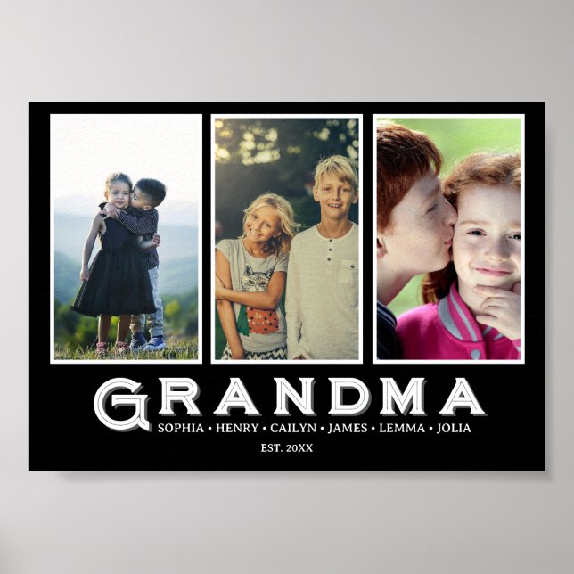 Grandma Photo Collage – Custom Grandkids Names Poster (Framsidan)