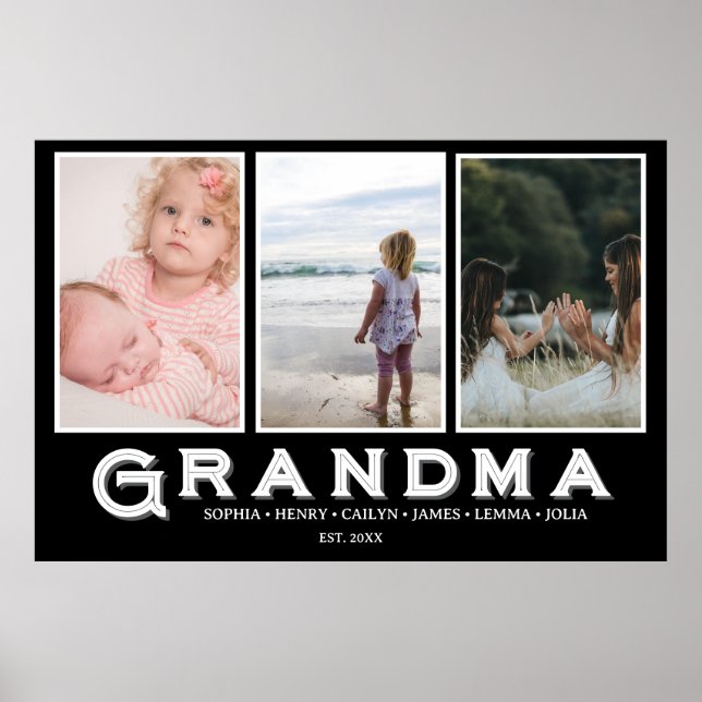Grandma Photo Collage – Custom Grandkids Names Poster (Framsidan)