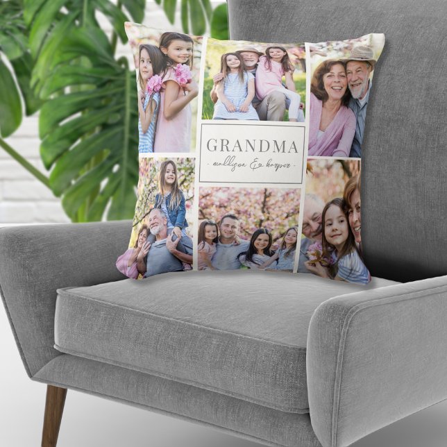 Grandma Photo Collage Family Kudde (Grandma Photo Collage Family Throw Pillow)