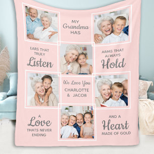 Grandma Photo Collage Fleecefilt
