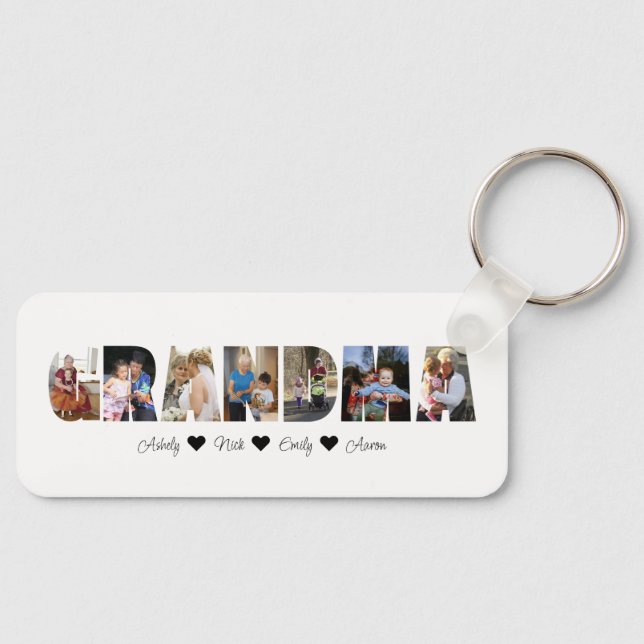 Grandma Photo Collage Keychain med 7 foton Nyckelring (Framsida)