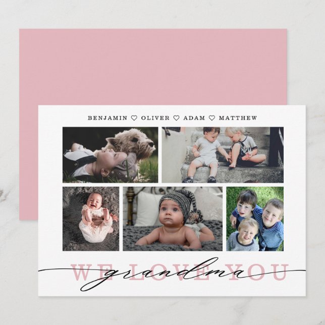 Grandma Photo Collage Mors dag Card (Fram/baksida)