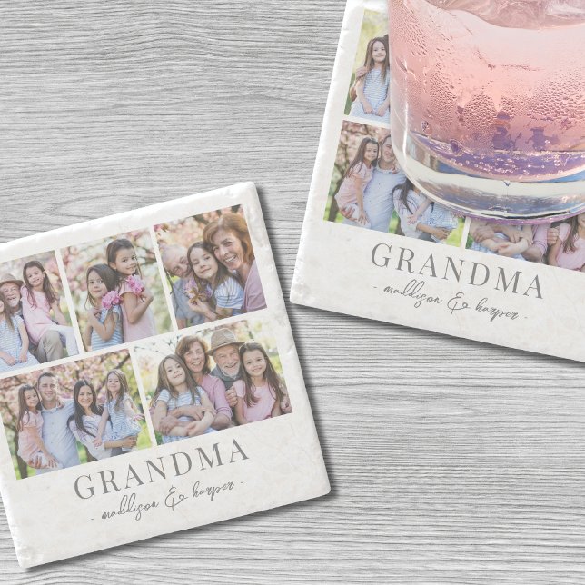 Grandma Photo Collage Stenunderlägg (Grandma Photo Collage Stone Coaster)