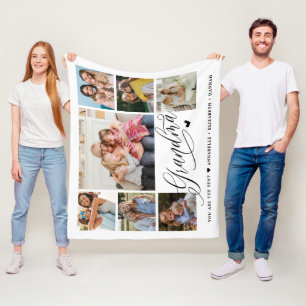 Grandma Photo Collage Typography Keepsaké Fleecefilt