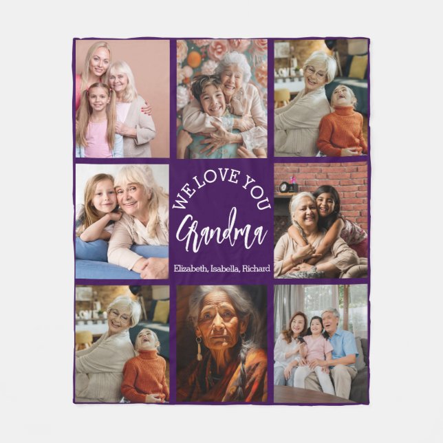 Grandma Photo Custom Throw with Grandkids Fleecefilt (Framsidan)