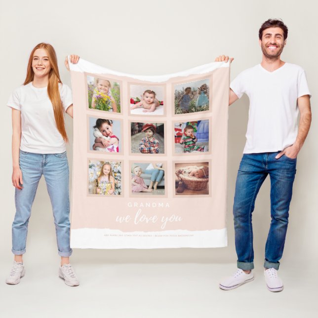GRANDMA PHOTO GIFTS - Photo Collage Barnbarn Fleecefilt (På plats)