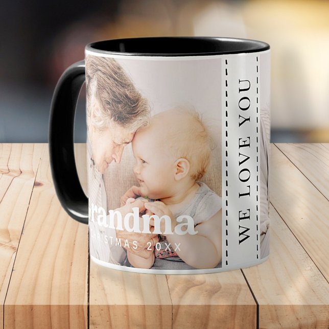 Grandma Photo jul Helgdag Simple Modern Chic Mugg (Skapare uppladdad)