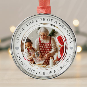 Grandma Photo Keepsaké Gift Julgransprydnad Metall