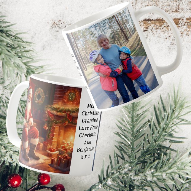 Grandma Photo | Santa Sitta efter fieren Kaffemugg (Front, Back And Side View)