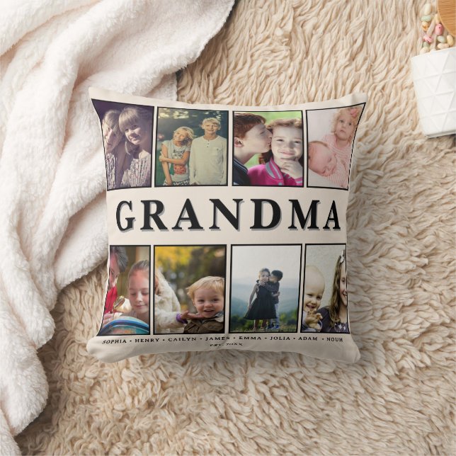 Grandma Pillow – 8 Photos & Grandkids’ Names Kudde (Filt)
