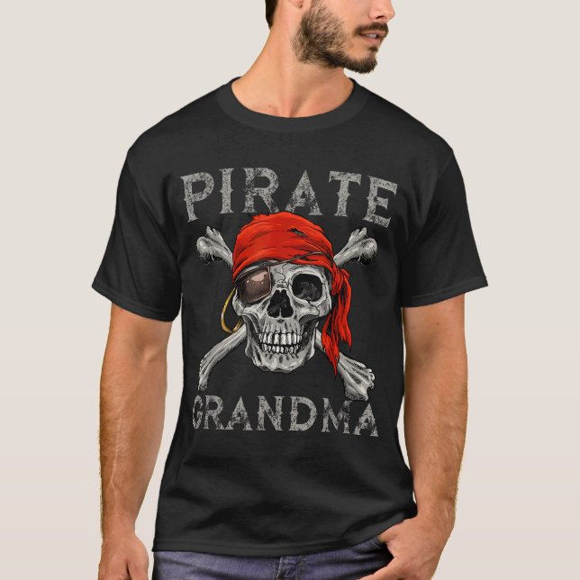 Grandma Pirat Matching Skull Crossbone Jolly T Shirt (Framsida)
