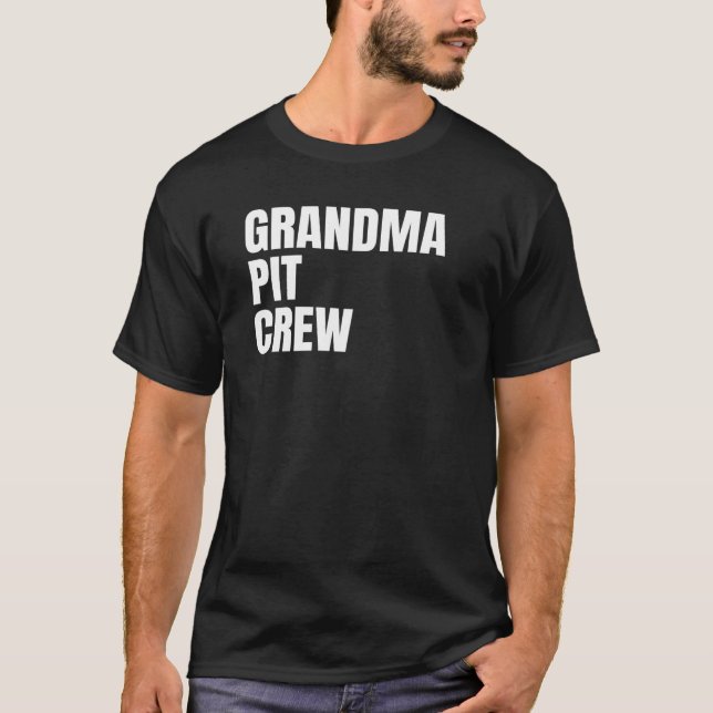 Grandma Pit Crew Tävla Flagga Tävling Track Flagga T Shirt (Framsida)