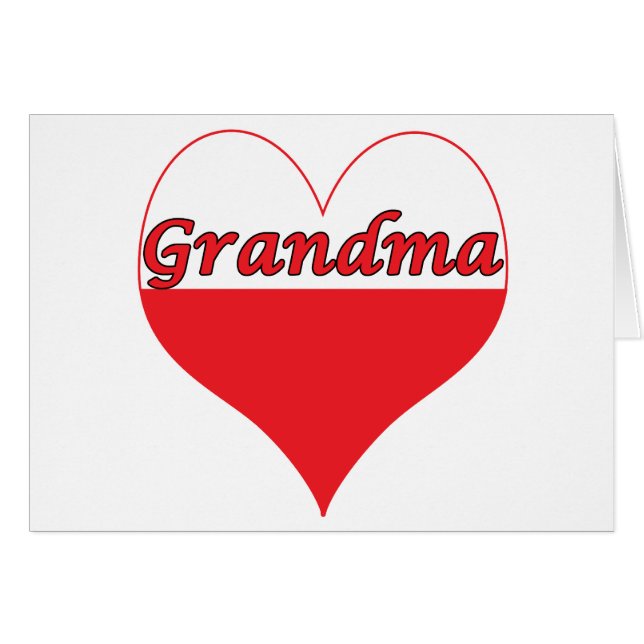 Grandma polska Heart Hälsningskort (Framsidan Horizontal)