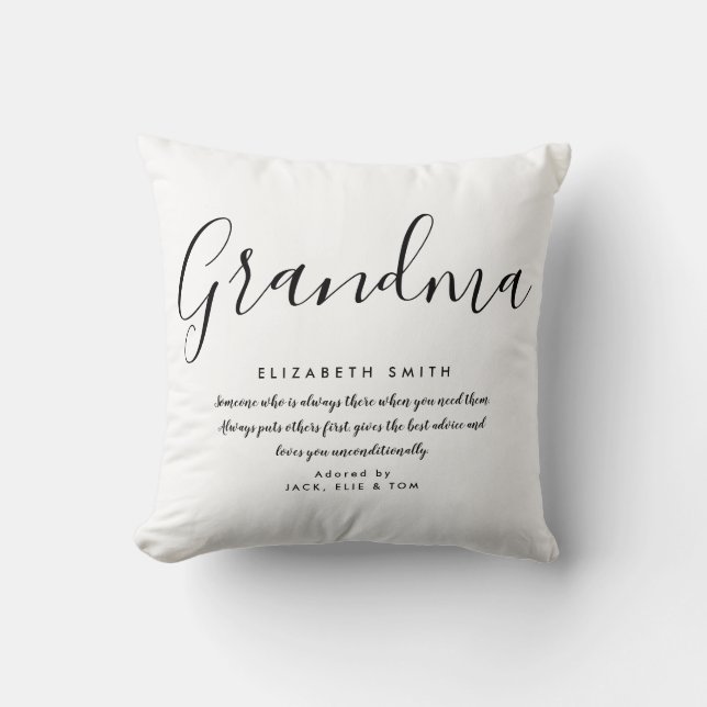 Grandma Quote Elegant Black and White Kudde (Framsida)