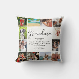 Grandma Quote Modern Script 12 Photo Collage Kudde