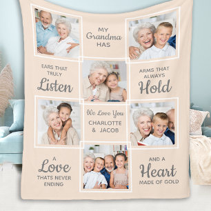Grandma Quote Unique Photo Collage Fleecefilt