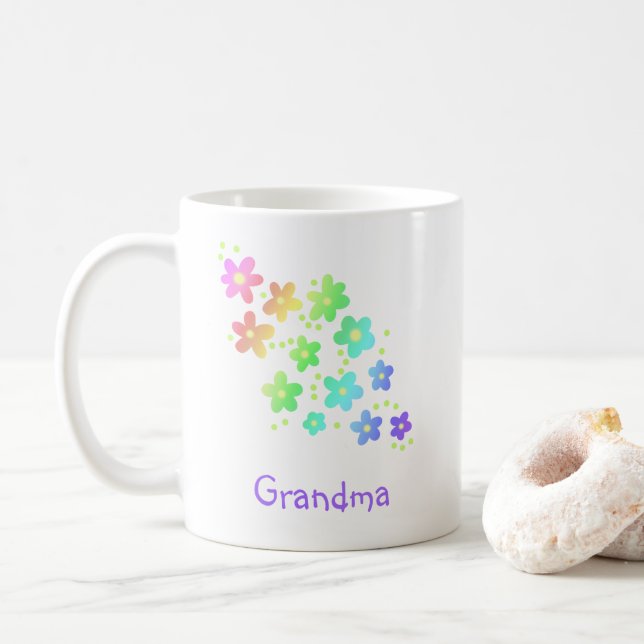 Grandma Rainbow Flowers Mugg (Med munk)