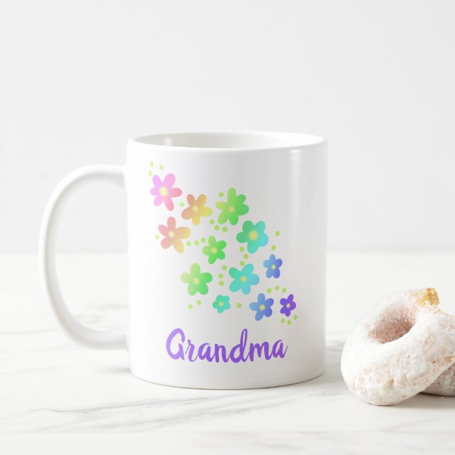 Grandma Rainbow Flowers Mugg (Med munk)