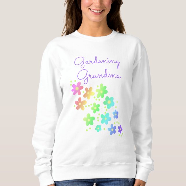  Grandma Rainbow Flowers T Shirt (Framsida)