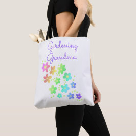 Grandma Rainbow Flowers Tote Bag Tygkasse