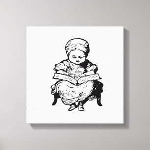 Grandma Read You a Story Tecknad Illustration Canvastryck