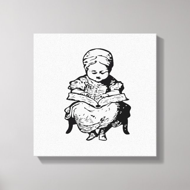 Grandma Read You a Story Tecknad Illustration Canvastryck (Framsida)