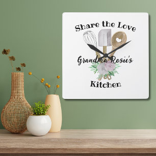 Grandma Recipes Kärlek-Personligen Fyrkantig Klocka