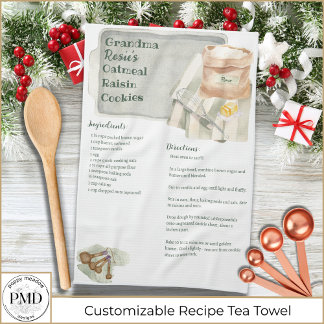 Grandma Recipes Oatmeal Cookies Custom Keepsake Kökshandduk