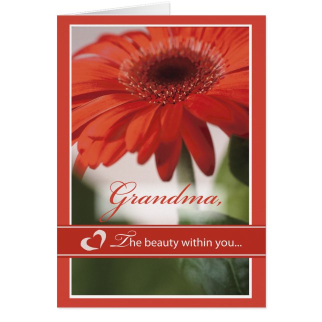 Grandma Red Gerber Daisy Valentine Hälsningskort (Framsidan)