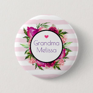 Grandma Rosa ros & Poppy Blommigt Bouquet Knapp